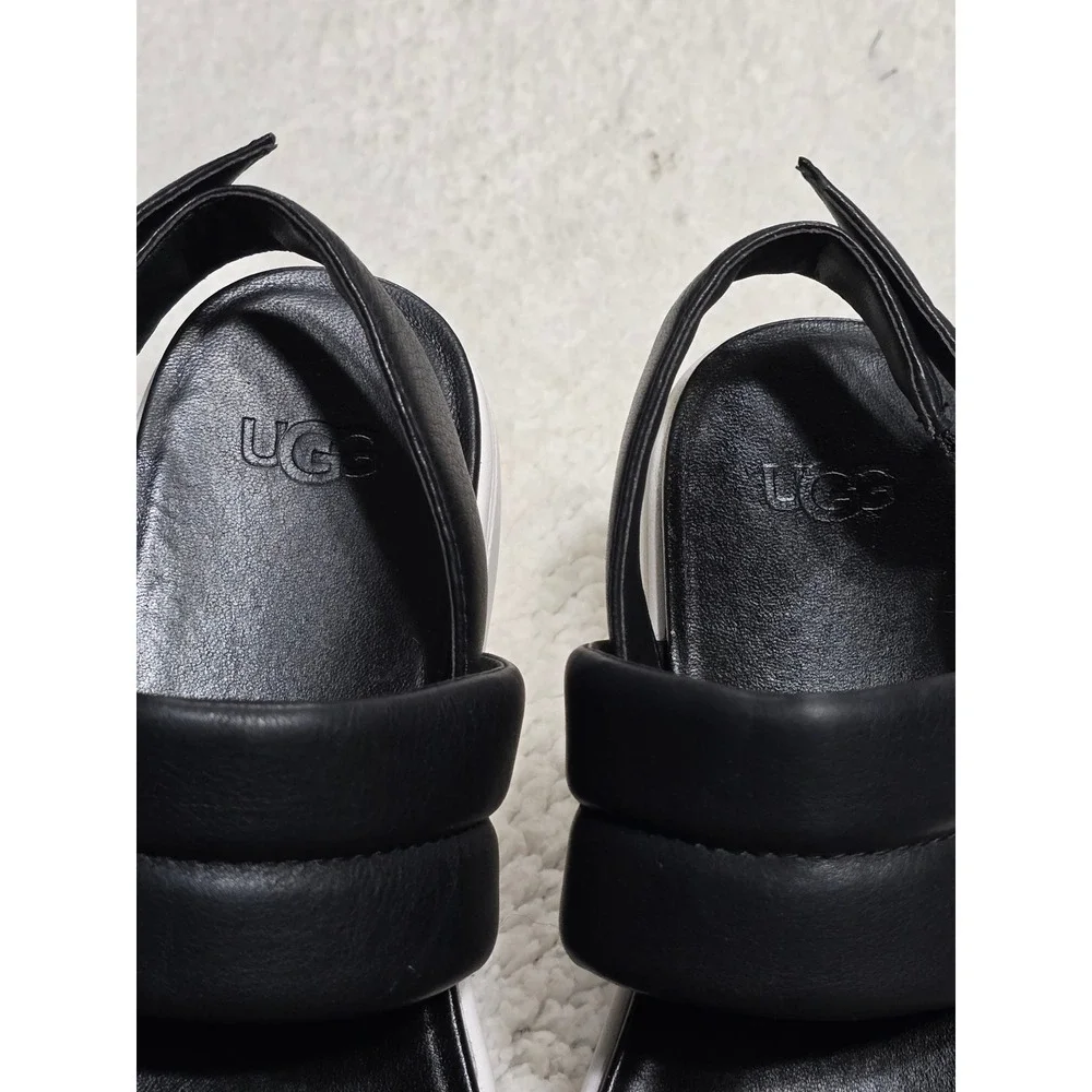 UGG Ashton Slide Black Leather‎ Puffy Platform Slingback Sandals 1124997 Mens 8